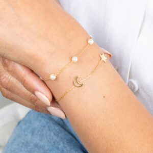star and moon gold bracelet