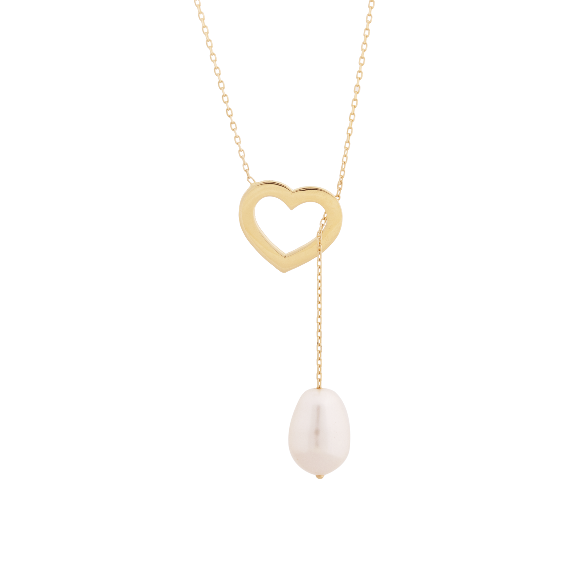 Hollow Heart with Hanging Drop Pearl