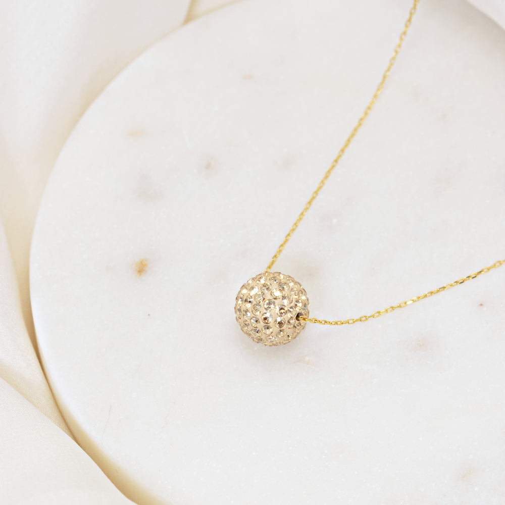 Uni Beige Champagne Crystals Necklace