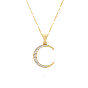 Classic Studded Crescent Pendant Necklace