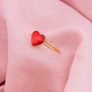 Gold Red Heart Fine Ring