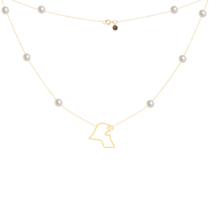 Kuwait Outline Map Necklace With Pearl Beads