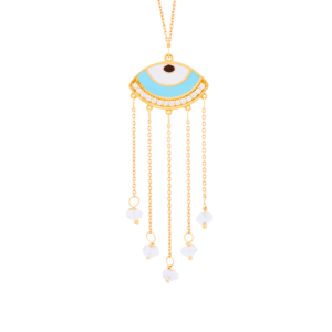 Eye Enamel Necklace with Hanging Beads